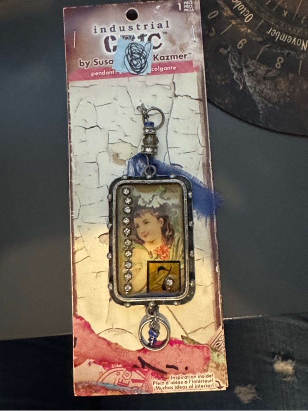 Industrial Chic super rare Gypsy Blue-Accented Pendant by Susan Lenart Kasmer